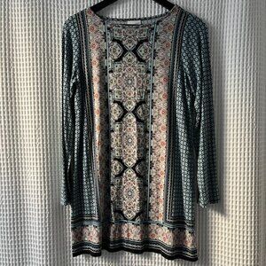 J. Jill mixed print blue tunic top